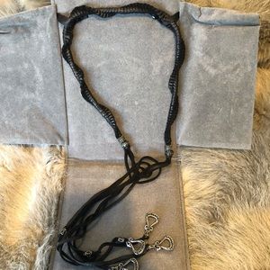 Scott Kay leather, sterling, black spinel lariat